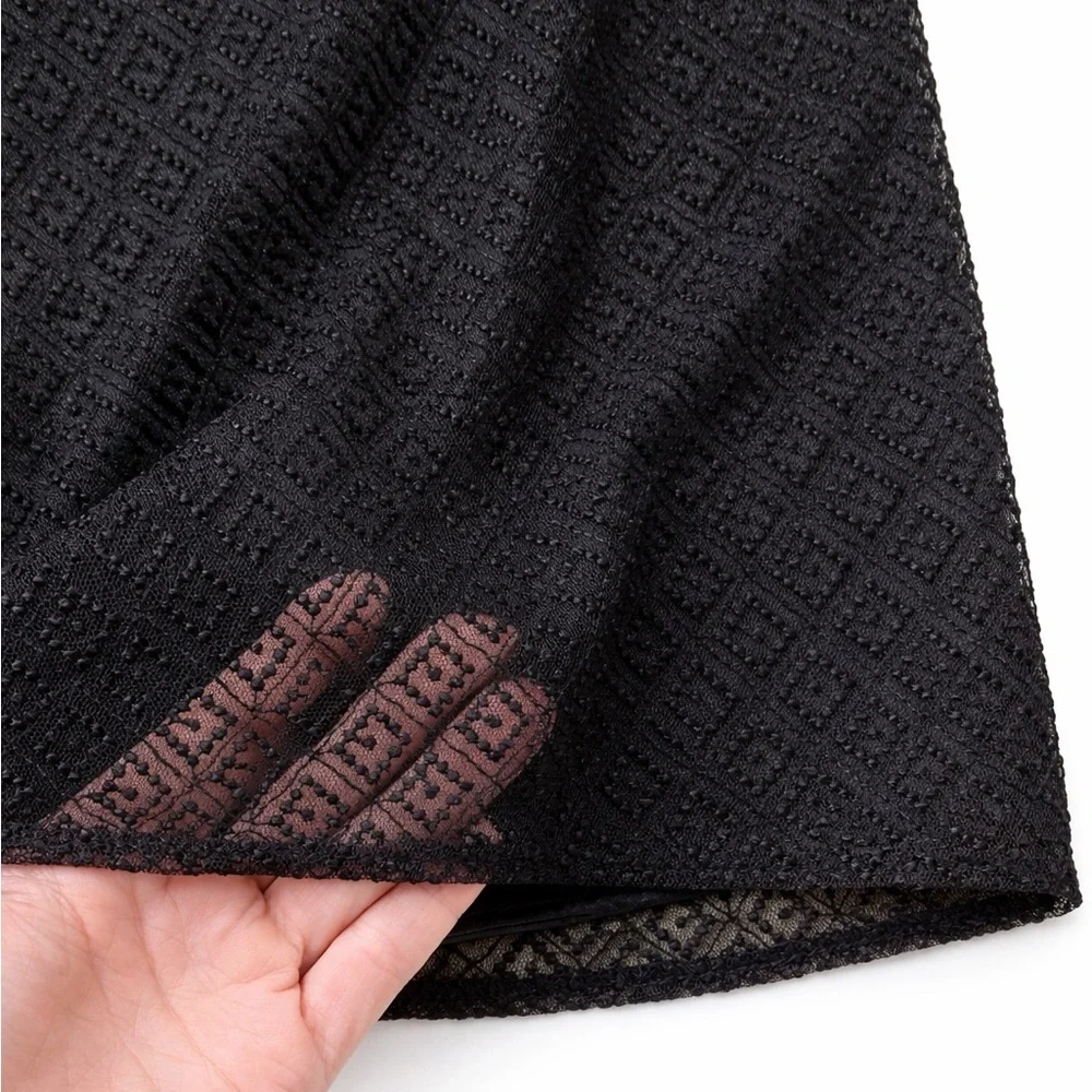 NY&Co Black Lace A-Line Mini Skirt Size 12 Textured Overlay - Picture 2 of 7